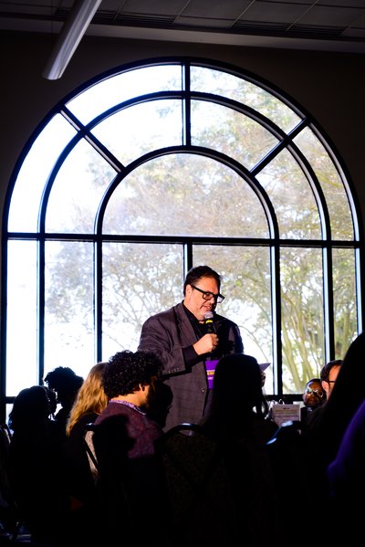 Dr. Ibrahim Baggili presenting during the opening.